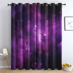 Çocuklar için Mor Karartma Perdeleri 2'li Set Baskılı Oda Karartma Perdeleri Yatak Odası ve Oturma Odası için Enerji Verimli Isı Yalıtımlı Pencere Perdeleri Delikli Tasarımlı 75 x 166 cm (GxY)