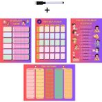Çocuklar Için Planlayıcı Set - Pembe (Alışkanlık Takibi, Haftalık Planlayıcı, Sorumluluk Takibi, Ders Programı) - 4'lü