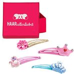 Çocuklar için Prenses yıldız taç ve çiçek ile pembe saç tokaları seti Box von Haarallerliebst