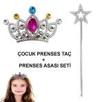 Çocuklar İçin Taraklı Prenses Tacı Ve Prenses Yıldız Asa Seti Gümüş Mirsm0010k-D224-B038