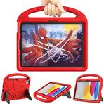Çocuklar için yeni iPad 10. Nesil Kılıf, 10,9 inç 2022, Lainergie iPad 10.9 Kılıf 10. Nesil Hafif Darbeye Dayanıklı Çocuk Dostu Kol Dayanaklı Kılıf, 10,9 inç iPad 10. Nesil 2022, Kırmızı