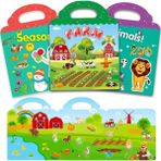 Çocuklar Için Yeniden Kullanılabilir Çıkartma Kitabı 2-4, 3 Set Eğitici Öğrenme Oyuncakları Seyahat Çıkartmaları Yürümeye Başlayan Yaş 2+ Doğum Günü Hediyeleri Için Aktivite Kitapl (Yurt Dışından) - Renkli