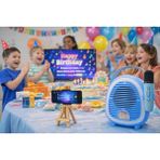 Çocuklara Özel Bluetooth Karaoke Mikrofon ve Ahşap Tripodlu – Mavi