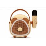 Çocuklara Özel Retro Tasarımlı Bluetooth Karaoke Mikrofon ve Ahşap Tripodlu – Kahverengi - 1