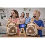 Çocuklara Özel Retro Tasarımlı Bluetooth Karaoke Mikrofon ve Ahşap Tripodlu – Kahverengi