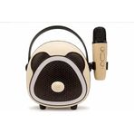 Çocuklara Özel Retro Tasarımlı Bluetooth Karaoke Mikrofon ve Ahşap Tripodlu –Koyu Kahverengi (Koyu Kahverengi)