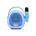 Çocuklara Özel Retro Tasarımlı Bluetooth Karaoke Mikrofon Ve Ahşap Tripodlu Mavi