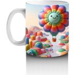 Çocuklara Sütü Sevdiren Balon Çiçek Karnavalı Kupa Bardak - 1 Adet - 300 ml