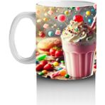 Çocuklara Sütü Sevdiren Renkli Şekerlerle Süslenmiş Milkshake Desenli Kupa Bardak - 1 Adet - 300 ml