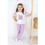 Çocuksan Baby&Kids Wear Kız Çocuk İkili Takım Lila Renk Şık Baskılı Tişört ve Desenli Pantolon Günlük Giyim
