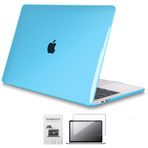 Codegen Apple 13 Macbook Pro A2338 M1 Kristal Mavi Kılıf Koruyucu + Ekran Filmi