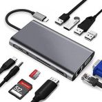 Codegen USB 3.1 Type-C – 11in1 4xUSB 3.0+HDMI+VGA+USB 3.1 Type-C + RJ45 Ethernet+ SD/Micro Sd Kart Çevirici Adaptör