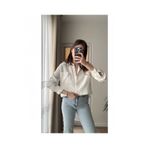 CODER SW Beyaz Kadın Cepli Oversize Müslin Gömlek
