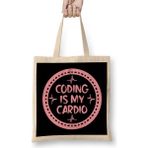 Coding Is My Cardio Fitness Gym Workout Mens Womens 02 Bez Çanta Uzun Saplı - Açık Bej - 40 X 40