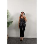 codudem Double kumaş puantiyeli kare yaka peplum şık bluz