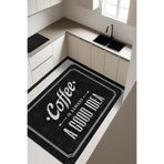 Coffee Desenli Dijital Baskı Kaymaz Taban Mutfak Halısı H0036