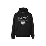 Coffee E=Mc2 Enerji Süt Energy Kahve Milk Funny Ön Baskılı Sweatshirt Unisex Kapüşonlu Hoodie Siyah