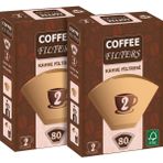 Coffee Filters Filtre Kahve Kağıdı No:2 80'li @ 2 Paket - 160 Adet - Kağıt Filtre