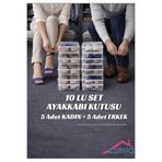 Coffee Moni 10 LU SET KADIN ERKEK AYAKKABI KUTUSU 5 KADIN 5 ERKEK ŞEFFAF AYAKKABI DÜZENLEYİCİ ORGANİZER