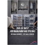Coffee Moni 20 Lİ SET ERKEK KADIN AYAKKABI KUTUSU 10 ADET KADIN 10 ADET ERKEK - ŞEFFAF AYAKKABI DÜZENLEYİCİ