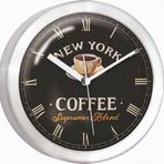 Coffee New York 10cm Çapında Mıknatıslı Buzdolabı Ve Duvar Saati