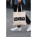 Coffee Periyodik Tablo Baskılı Omuz Çantası %100 Pamuklu Tote Bag Ham Bez Çanta - Bej