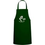 Coffee Tema Özel Baskılı Chef Mutfak Önlüğü Avcı Yeşili