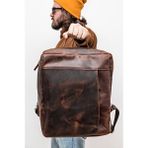 Cogger CG-100 Moose Hakiki Deri Sırt Laptop Çantası 15.6'' - 40x30 cm - Kestane