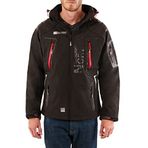 Coğrafi Norveç Techno Bell erkek Softshell Ceket/Kış Polar Ceket Erkekler için Hood ile - Giyim/Ceket Uzun Kollu, Parka, Siyah, L