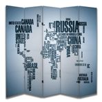 Coğrafya Tasarımlı Özel Tasarım Paravan Room Divider 180 x 200 cm