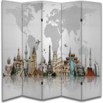 Coğrafya Temalı Özel Tasarım Paravan Room Divider 180 x 200 cm - 208 x 200
