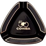 Cohiba 50. Yıl Karbon Desenli Siyah Porselen Üçlü Puro Küllüğü