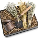 Coho Box Antique Dövme Tütsü Çanağı & Üzerlik &Adaçayı & Lavanta Hediye Seti