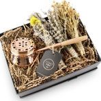 Coho Box Artisan Dövme Bakır Tütsü Çanağı & Üzerlik & Adaçayı & Lavanta Hediye Seti