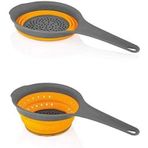 coimoon the natural care I Mutfak için Katlanabilir Silikon Süzgeçler - Makarna Sebze/Meyve Mutfağı Lavabolu Kamp Mutfağı için Uzatılabilir Saplı Örgü Katlanır Süzgeçler (Turuncu)