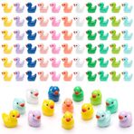 COITEK 220 ADET Mini Ördek, Mini Reçine Ördek Figürü, Mini Plastik Ördekler, Mikro Peri Bahçesi/Akvaryum/Manzara Süsleme Dekorasyonu, Bebek Evi Dekoru için Küçük Ördek Figürleri (120 Sarı + 100 Çok