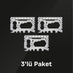 Çok Amaçlı Cep Kartı Toolcard 28 Fonksiyonlu Paslanmaz Çelik - Cıvata Anahtarı, Tornavida, Bisiklet Jant Anahtarı, Tornavida, Çakı, Kapak Açar, Kablo Sıyırıcı, Kamp Survival Kit (3'lü Paket)
