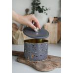 Çok Amaçlı Dokulu Saklama Kabı, Dekoratif Saklama Kutusu 14 Cm, Terrazo (Terrazzo Brown)