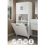 Çok Amaçlı Dolap Banyo Dolabı Kirli Çamaşır Sepeti Dolabı Damla Beyaz