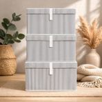 Çok Amaçlı Düzenleyici Kapaklı Sandık Tipi Kutu Hurç Organizer 3 Lü Set (Gri, Mini 40 x 30 x 26)