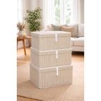 Çok Amaçlı Düzenleyici Kapaklı Sandık Tipi Kutu Hurç Organizer 3 Lü Set (Kahverengi, Maxi 50 - Çok Renkli