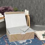 Çok Amaçlı Düzenleyici Kapaklı Sandık Tipi Kutu Hurç Organizer (50 x 40 x 19, Kahverengi)