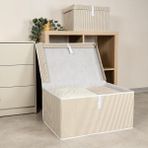 Çok Amaçlı Düzenleyici Kapaklı Sandık Tipi Kutu Hurç Organizer (50 x 40 x 30, Kahverengi) - Çok Renkli