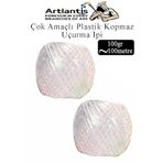 Çok Amaçlı Plastik Kopmaz Uçurtma Ipi Çamaşır Ipi 2 Adet Renkli 100 Metre Naylon Ip Çırpı Ipi Çizim Inşaat Duvar Ipi - Beyaz