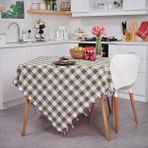 Çok Amaçlı Sofra Bezi Piknik Örtüsü & Masa Örtüsü Ekose Pötikare Desenli 140X140 cm - Asker Yeşili - 140 x 140 cm