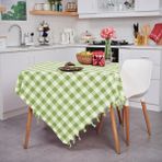 Çok Amaçlı Sofra Bezi Piknik Örtüsü & Masa Örtüsü Ekose Pötikare Desenli 140X140 cm - Fıstık Yeşili - 140 x 140 cm