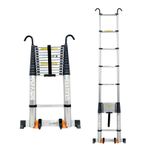 Çok Amaçlı Teleskopik Merdiven - Uzatılabilir Alüminyum Merdiven 8m/7m/6.2m/6m/5m/4.7m/4m/3.8m/3.2m/2.6m - Katlanabilir, Ev ve Dış Mekan Kullanımı için Kompakt Tasarım, Stabilizasyon Özellikleri Dahil