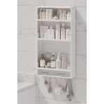 Çok Amaçlı Yapışkanlı Duvar Rafı Organizer 3 Katlı Banyo & Mutfak Rafı 2 Çekmeceli Havluluk (Beyaz) - Option-1 - Adaçayı Yeşili