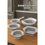 Çok Fonksiyonlu 5'li Akordiyon Süzgeç Seti, Pirinç, Oval, Yuvarlak, Kare - Antrasit - Seçenek 1