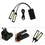 Çok Fonksiyonlu Masa Lambası Kıskaçlı 2 Başlı 3 Fonksiyon USB ve Pilli Lamba - Siyah - Beyaz